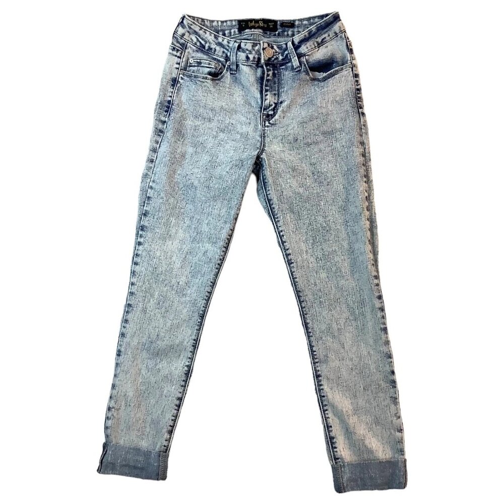 Indigo Rein Jeans Curvy Cuffed Mid Rise Light Wash Stretch Womens Size 9